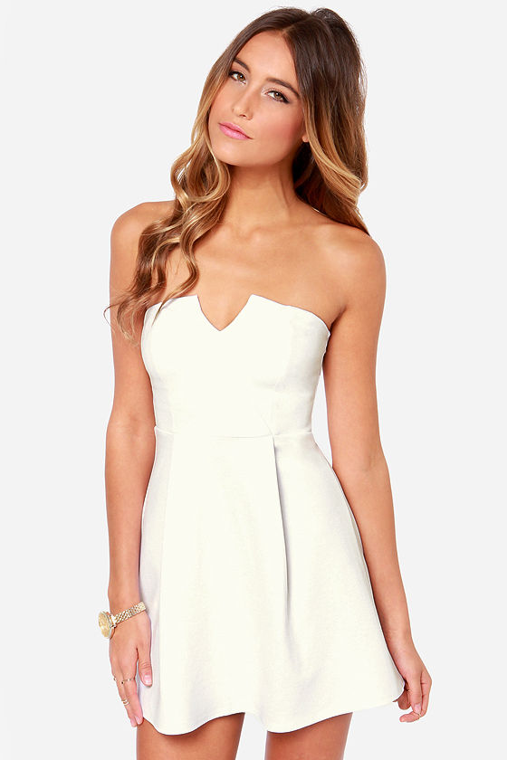 Cute Strapless Dress - Ivory Dress - White Dress - $36.00