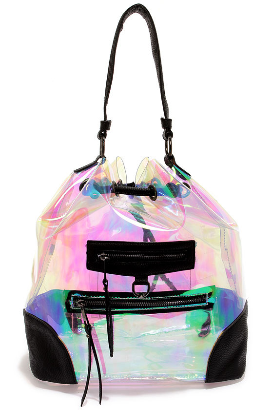Cute Clear Backpack - Iridescent Backpack - Bucket Bag - $40.00
