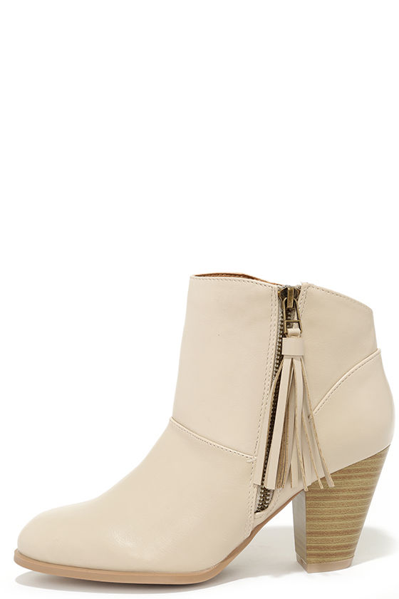 Cute Ankle Boots - High Heel Booties - Cream Boots - $39.00