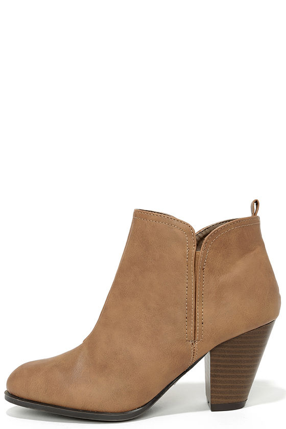 Cute Taupe Booties - High Heel Booties - Ankle Boots - $36.00