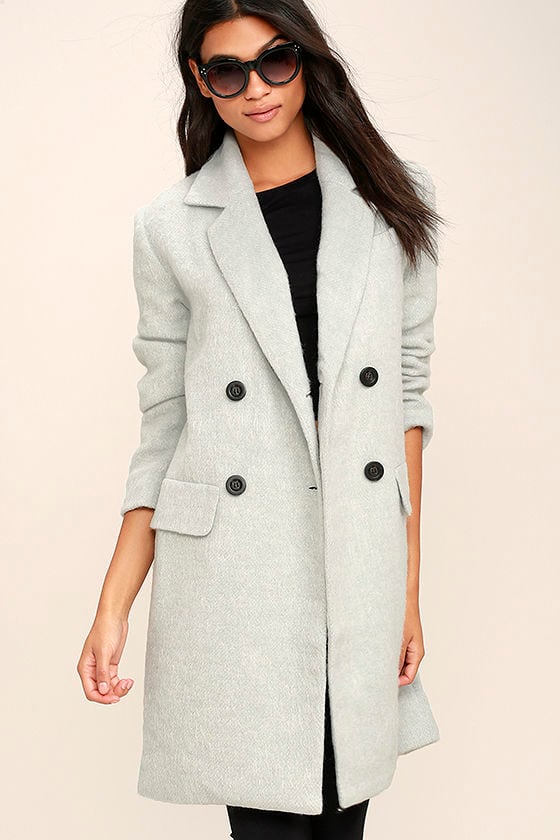 Chic Light Blue Grey Coat - Wool Coat - Pea Coat - $119.00