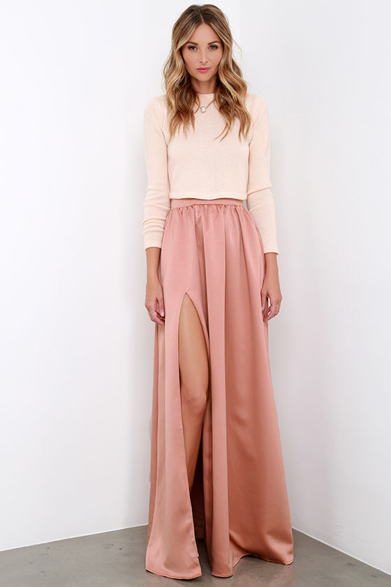 Beautiful Blush Skirt - Maxi Skirt - Slit Skirt - $62.00