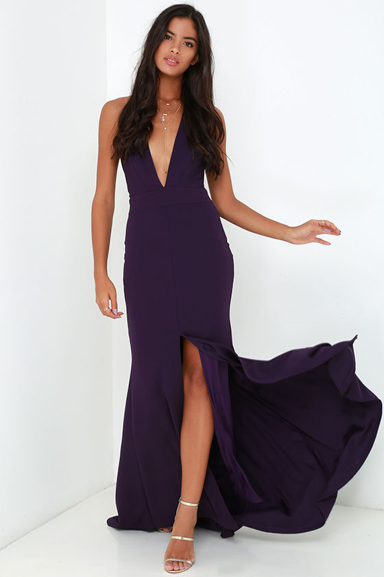 Purple Dress - Maxi Dress - Halter Dress - Backless Dress - $98.00