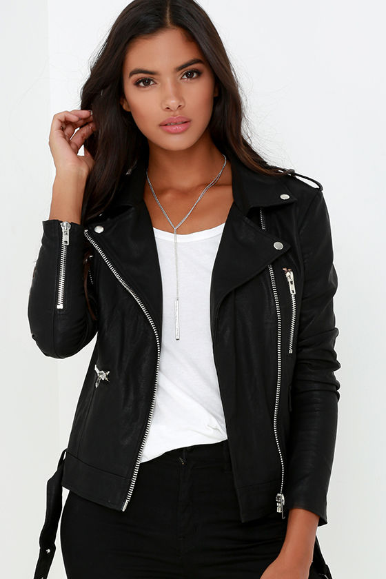 Vegan Leather Jacket - Moto Jacket - Black Jacket - $78.00
