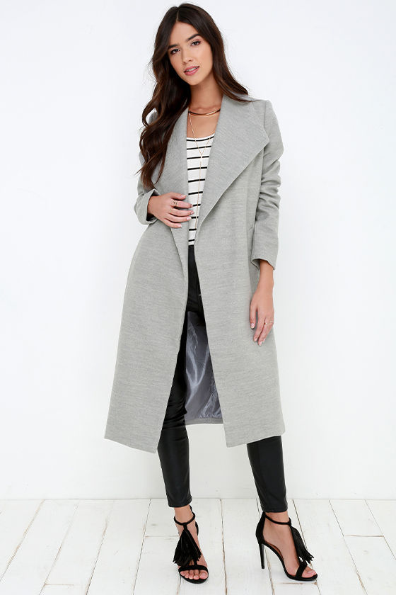 Chic Grey Coat - Felted Coat - Long Jacket - $89.00
