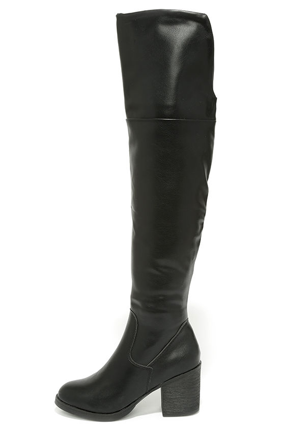 Cute Black Boots - Over the Knee Boots - OTK - $49.00