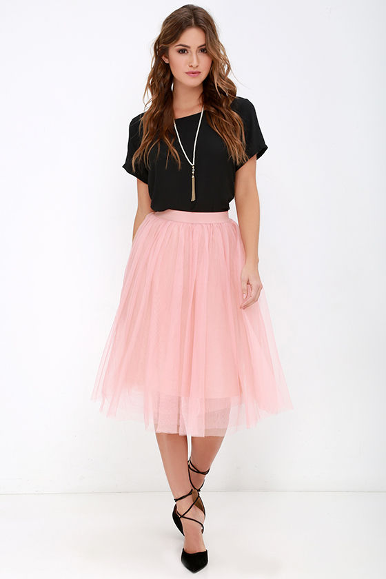 Blush Skirt - Tulle Skirt - Midi Skirt - $49.00