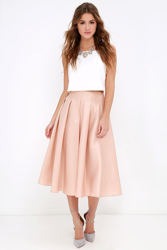 Blush Skirt - Midi Skirt - High-Waisted Skirt - $62.00