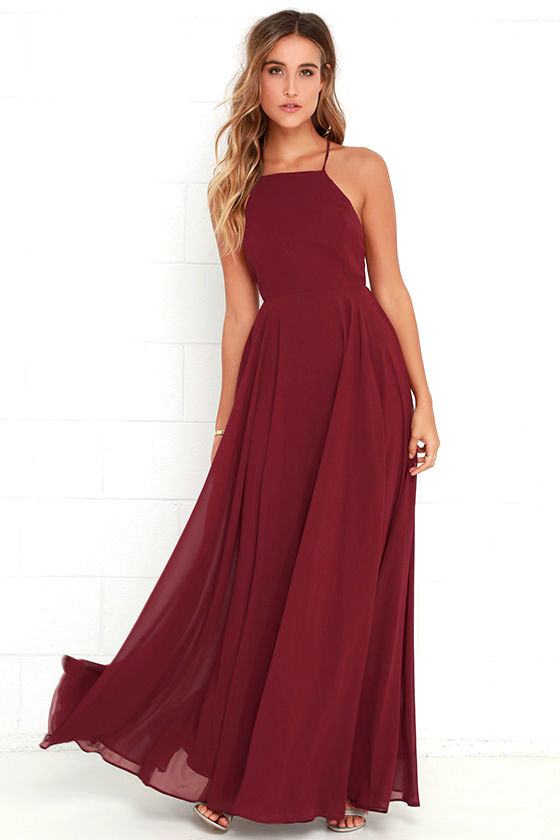 Beautiful Wine Red Dress - Maxi Dress - Backless Maxi Dress - $64.00