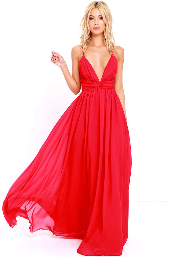 Lovely Red Dress - Maxi Dress - Bridesmaid Dress - Formal Dress ...