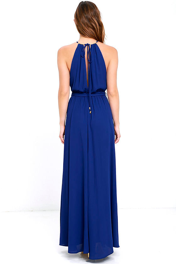 Lovely Royal Blue Maxi Dress - Blue Gown - Halter Maxi - $115.00