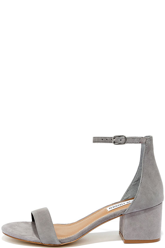 Cute Grey Heels - Ankle Strap Heels - Heeled Sandals - $89.00