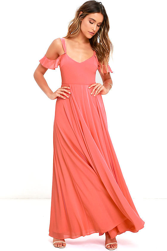 Stunning Coral Pink Dress - Maxi Dress - Gown - Formal Dress - $79.00