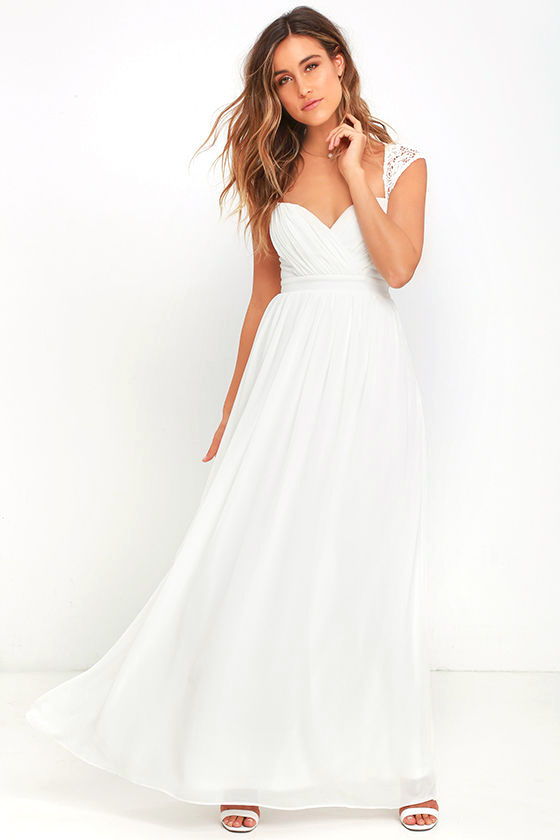 White Dress - Maxi Dress - Lace Gown - $78.00