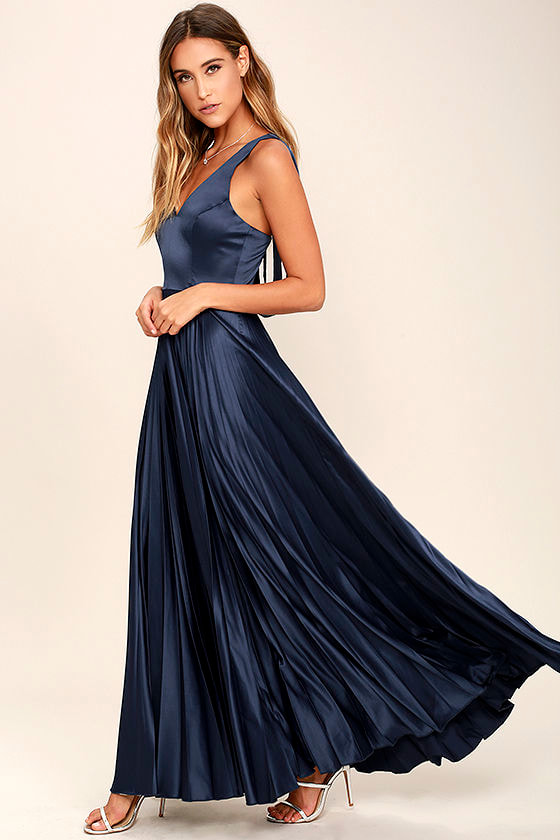 Lovely Navy Blue Dress - Formal Maxi Dress - Bridesmaid Dress ...