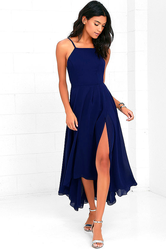 Lovely Royal Blue Dress - High-Low Dress - Midi Dress - $59.00