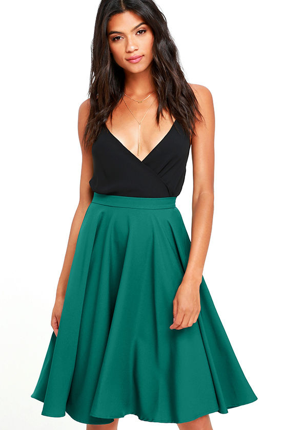 Lovely Dark Green Skirt - High-Waisted Skirt - Midi Skirt - $45.00