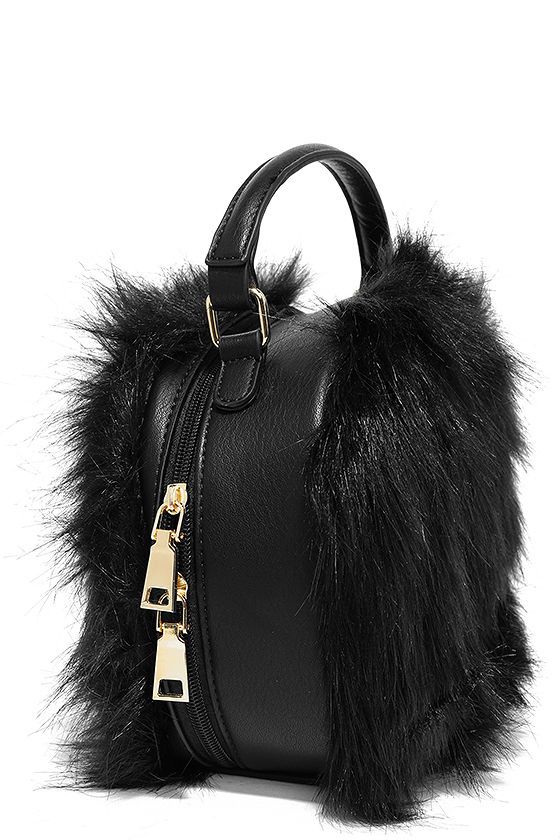 Cute Black Purse - Faux Fur Purse - Faux Fur Bag - $31.00