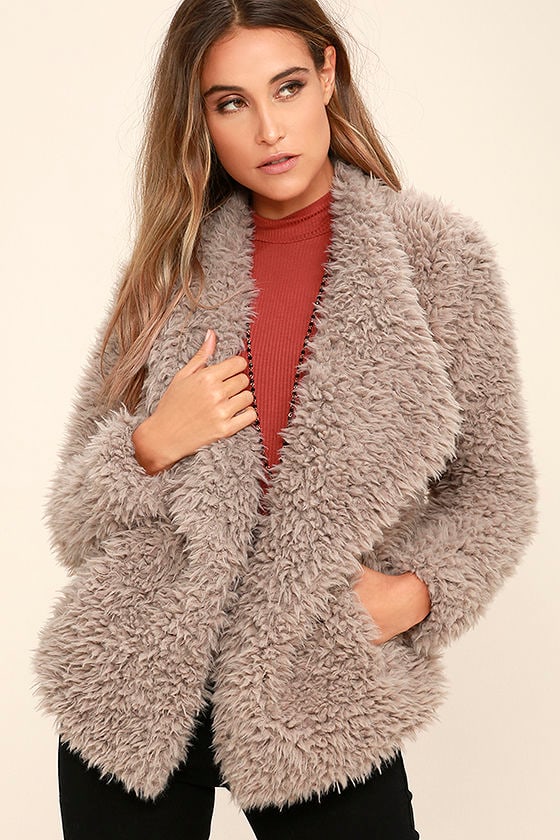 Billabong Do It Fur Love Coat - Grey Coat - Faux Fur Coat - $129.95