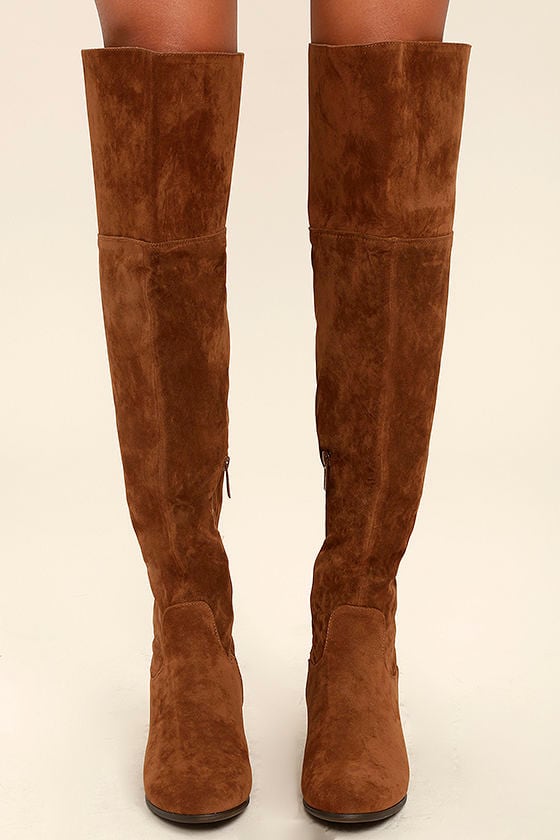 Cute Tan Boots - Vegan Suede Boots - Over the Knee Boots - $43.00