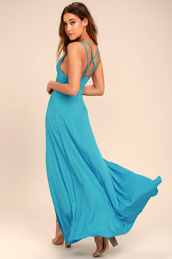 Sexy Turquoise Dress - Maxi Dress - Strappy Dress - $58.00