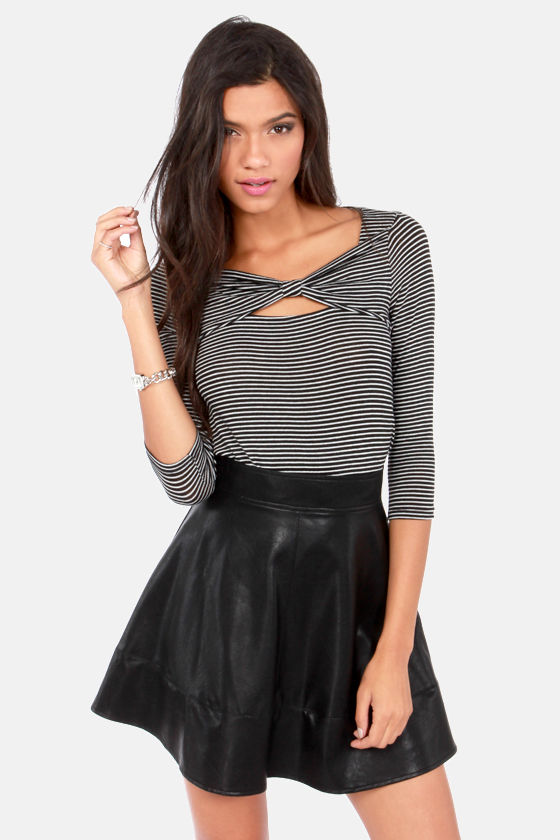 Cute Black Skirt - Vegan Leather Skirt - Mini Skirt - $43.00