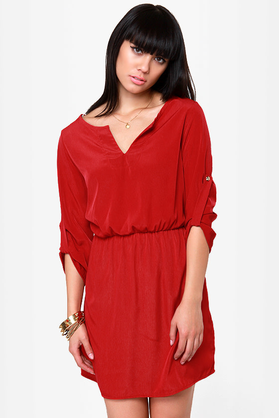 Cute Red Dress - Casual Dress - $42.00
