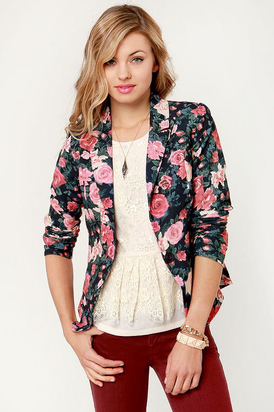 Pretty Floral Blazer - Print Blazer - Floral Print Jacket - $49.00