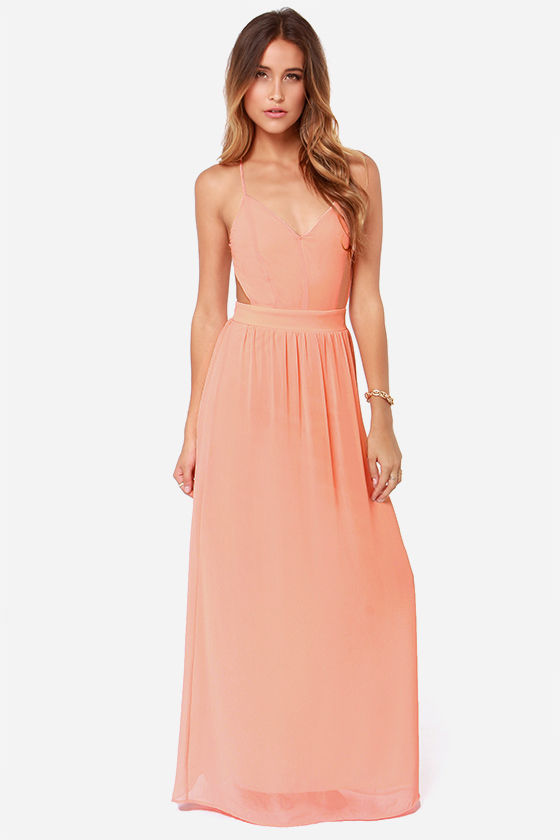 Sexy Backless Dress - Peach Dress - Maxi Dress - $49.00