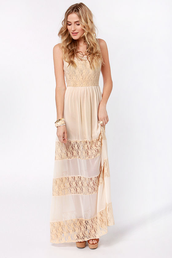 Pretty Maxi Dress - Lace Dress - Cream Dress - $60.00
