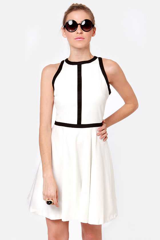 BB Dakota Jamila Dress - Black and White Dress - Mod Dress ...