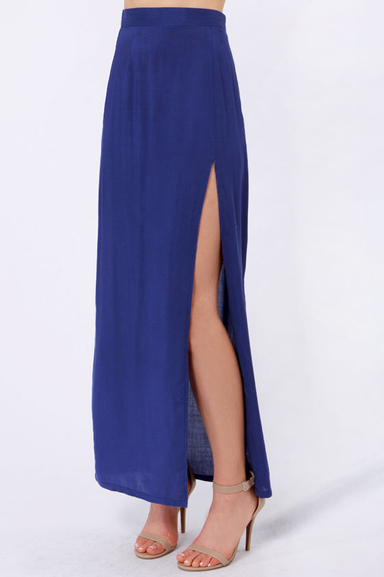 Sexy Royal Blue Skirt - Maxi Skirt - Slit Skirt - $33.00