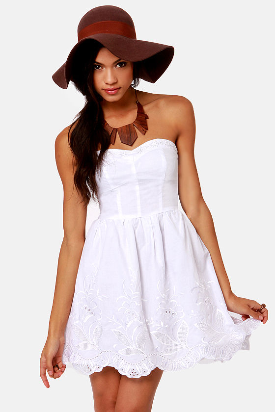 Pretty White Dress - Strapless Dress - Lace Dress - $63.00