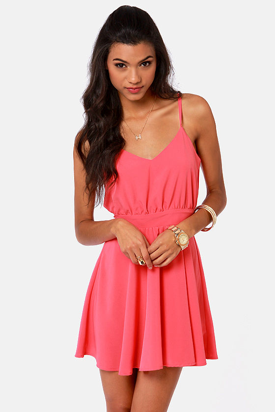Lucy Love Penelope Dress - Coral Pink Dress - Backless Dress - $75.00