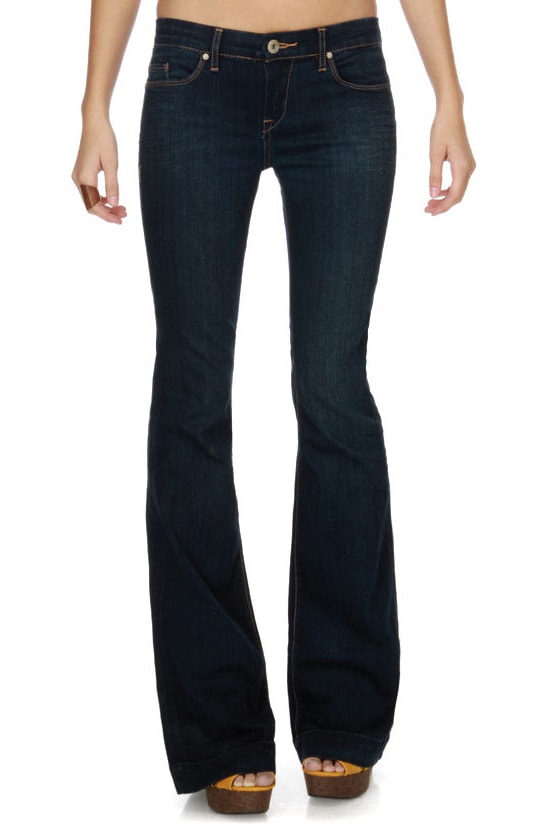 lank NYC Trogan Jeans - Dark Wash Jeans - Flare Jeans - $88.00