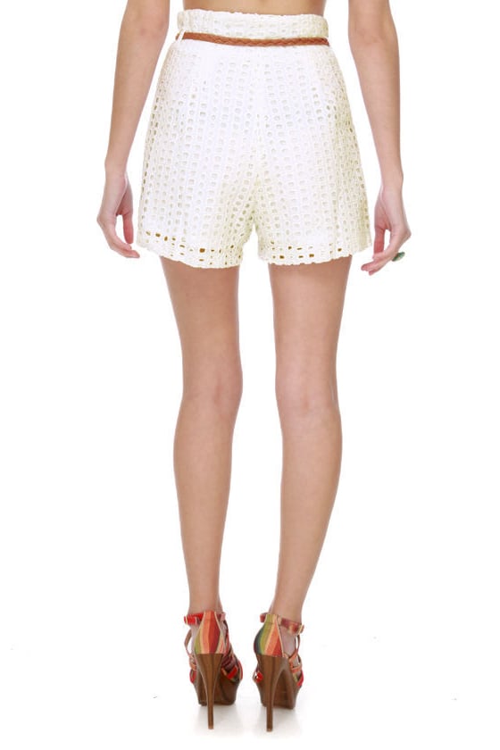 Cute High-Waisted Shorts - White Shorts - Lace Shorts - $62.00