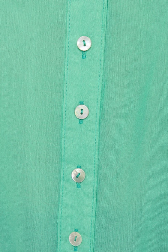 Cute Mint Top - Short Sleeve Top - Tie Waist Top - $34.00