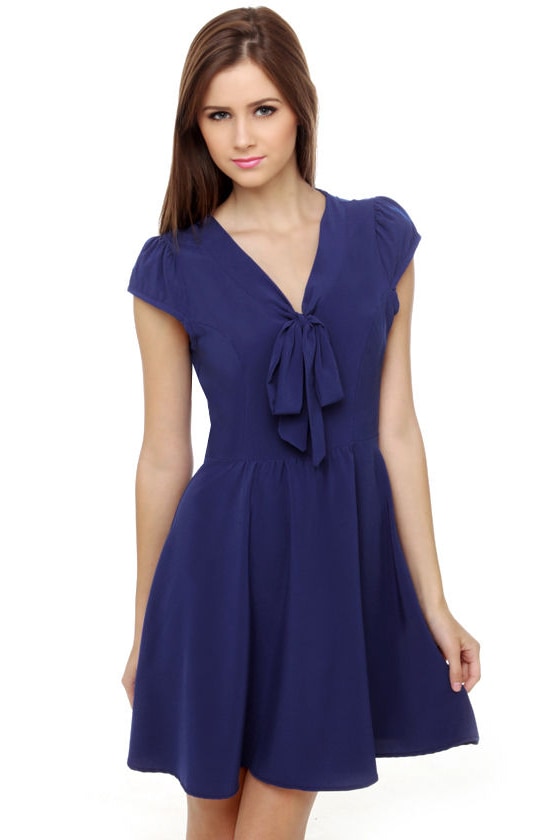 Adorable Royal Blue Dress - Short sleeve dress - $ 35.00