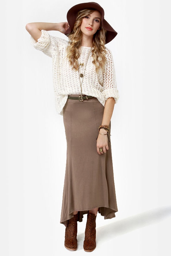 Pretty Maxi Skirt - Brown Skirt - Fluted Skirt - $33.00