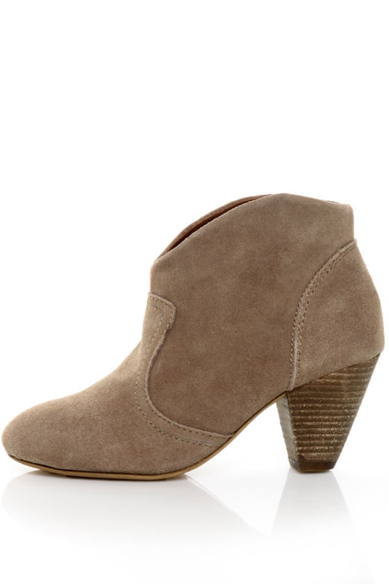 Chelsea Crew Bolivia Taupe Suede Low Heel Ankle Booties - $85.00
