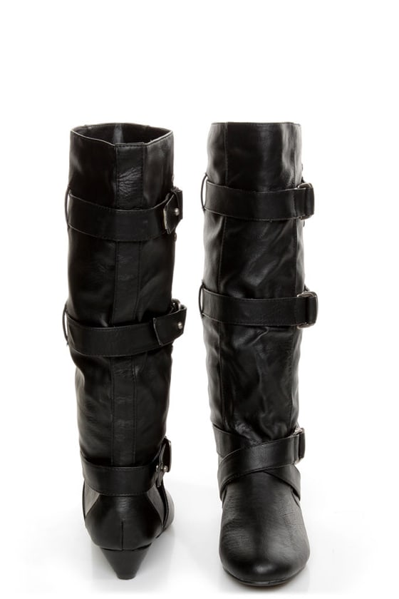 Madden Girl Ilstrate Black Belted Sliver Wedge Boots - $59.00